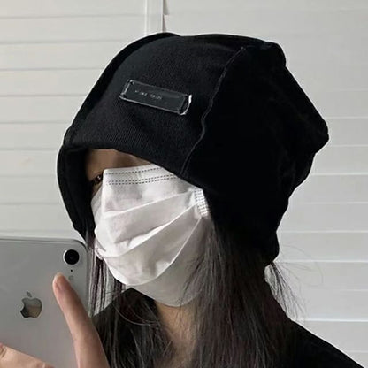 Plain Panel Beanie / Ribbed Knit Beanie