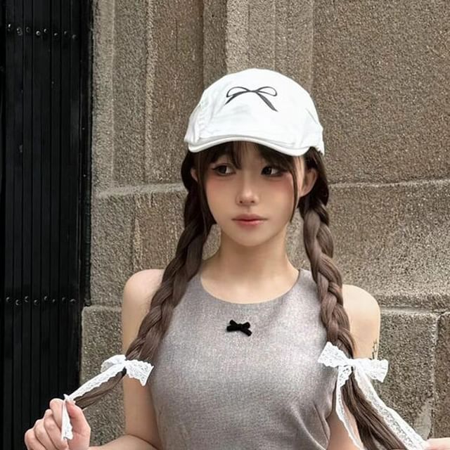 Bow Print Newsboy Cap