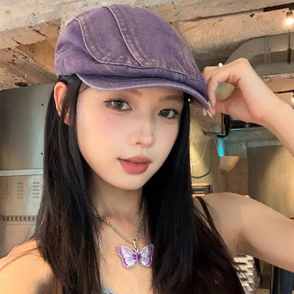 Washed Denim Newsboy Cap