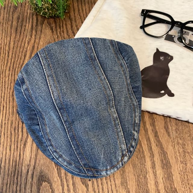 Washed Denim Newsboy Cap