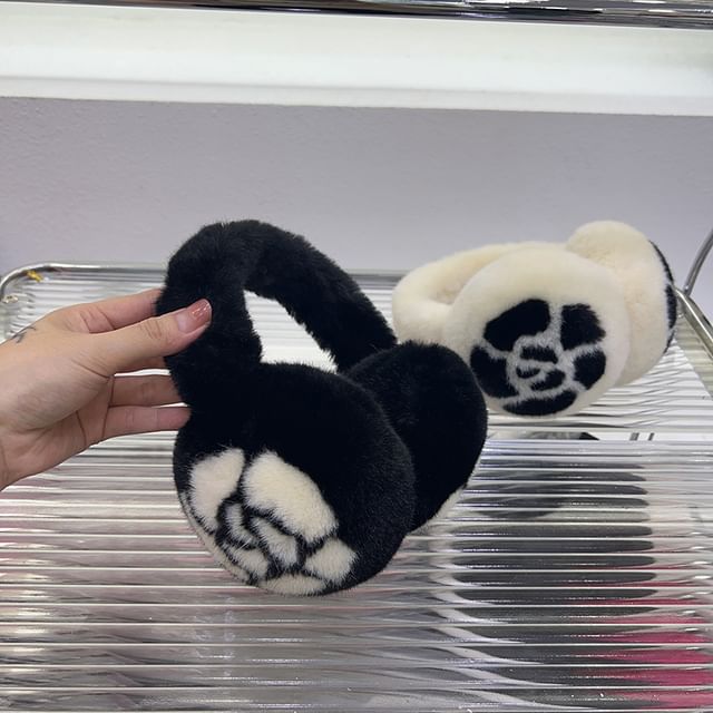 Floral Fluffy Ear Muffs / Scarf / Bow Print Ear Muffs / Scarf / Set