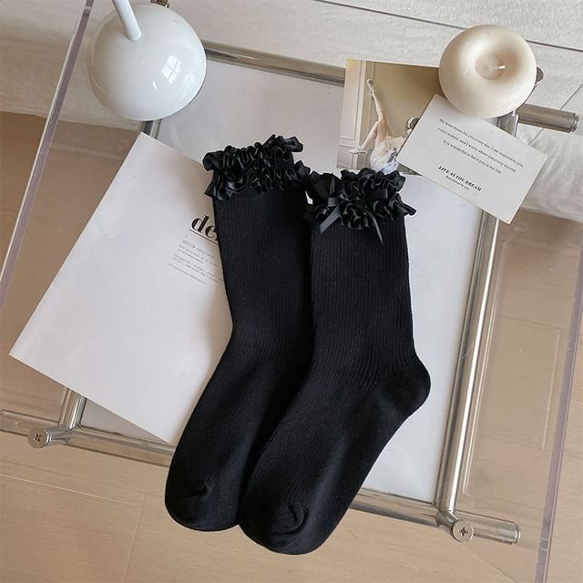 Bow Frill Trim Socks