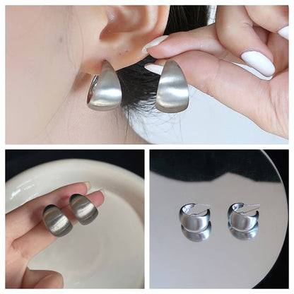 Sterling Silver Metallic Thick Hoop Earring