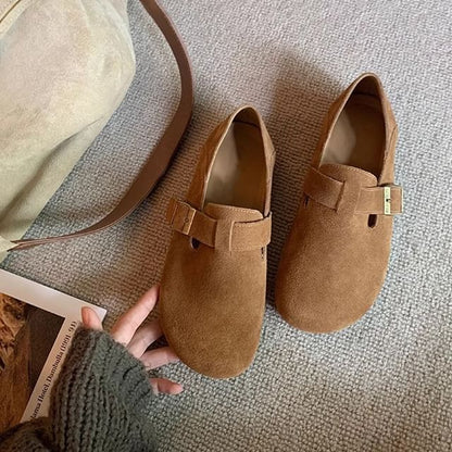 Platform Buckled Suede Slip Ons