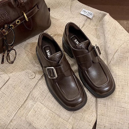 Square Toe Buckled Loafers