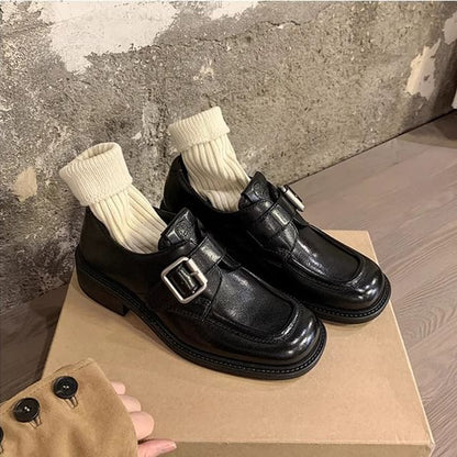 Square Toe Buckled Loafers