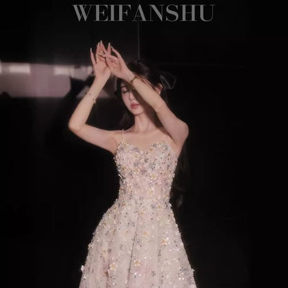 Floral Embroidered Sequin A-Line Evening Gown (Various Designs)