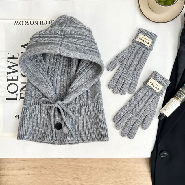 Plain Knit Balaclava / Gloves / Set