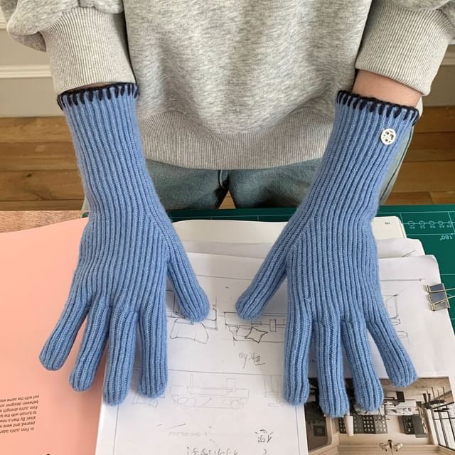 Ribbed Cuff Knit Gloves