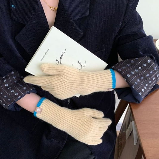 Two-Tone Touchscreen Knit Gloves