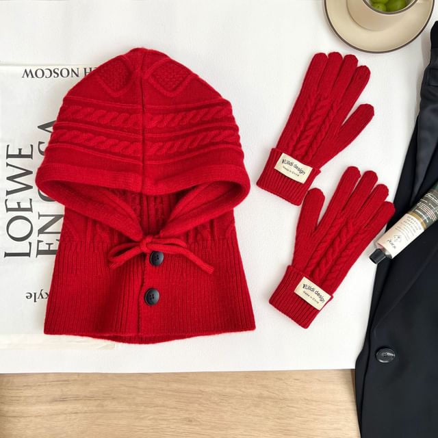 Plain Knit Balaclava / Gloves / Set