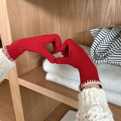 Ribbed Cuff Knit Gloves