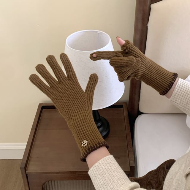 Ribbed Cuff Knit Gloves