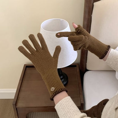 Ribbed Cuff Knit Gloves