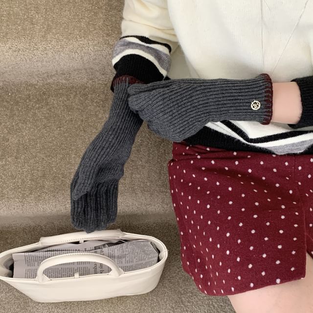 Ribbed Cuff Knit Gloves