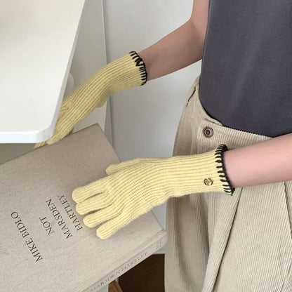 Ribbed Cuff Knit Gloves