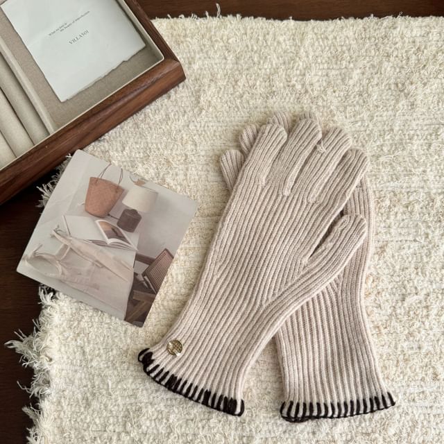 Ribbed Cuff Knit Gloves