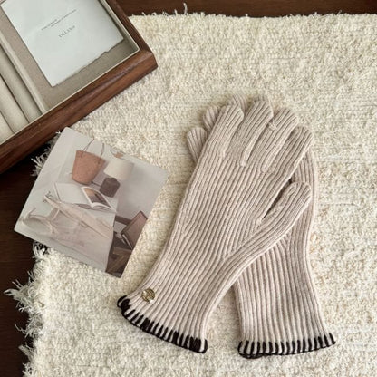 Ribbed Cuff Knit Gloves