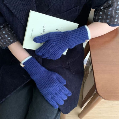 Two-Tone Touchscreen Knit Gloves