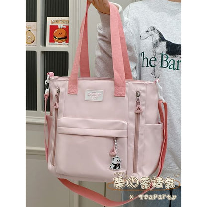 Lettering Applique Canvas Tote Bag