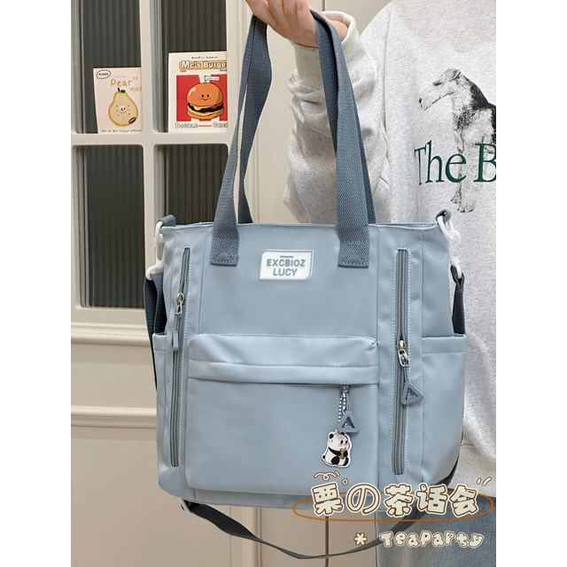 Lettering Applique Canvas Tote Bag