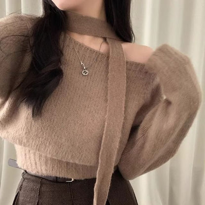 Einschultriger, schlichter Pullover