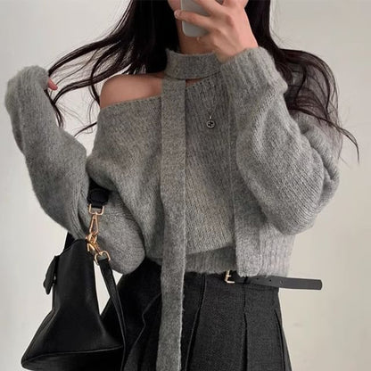 Einschultriger, schlichter Pullover