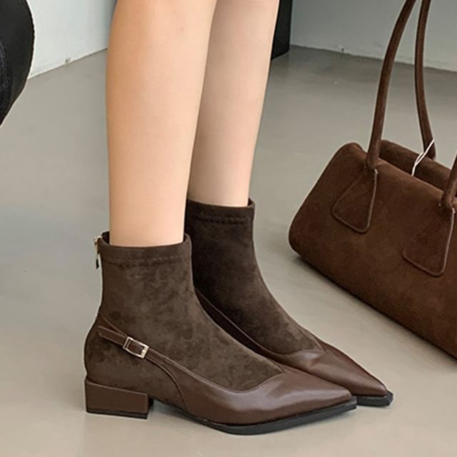 Low Heel Pointed Toe Short Boots