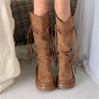 Platform Plain Mid Calf Boots