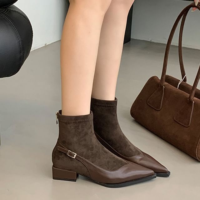 Low Heel Pointed Toe Short Boots