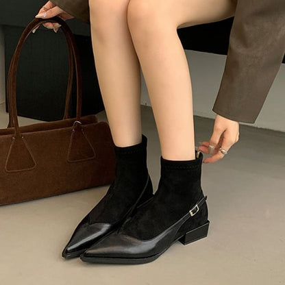 Low Heel Pointed Toe Short Boots