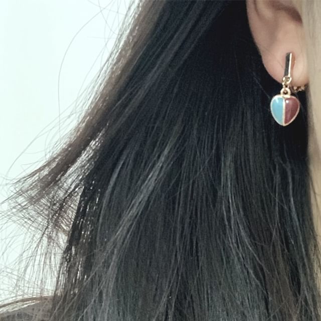 Heart Glaze Alloy Drop Earring