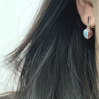 Heart Glaze Alloy Drop Earring