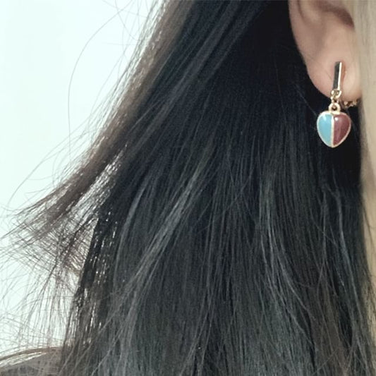 Heart Glaze Alloy Drop Earring