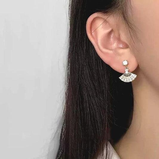 Fan Rhinestone Alloy Drop Earring