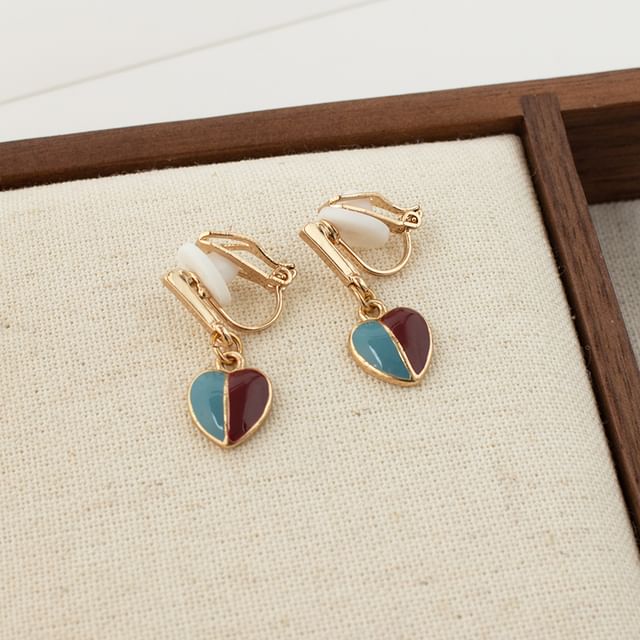 Heart Glaze Alloy Drop Earring