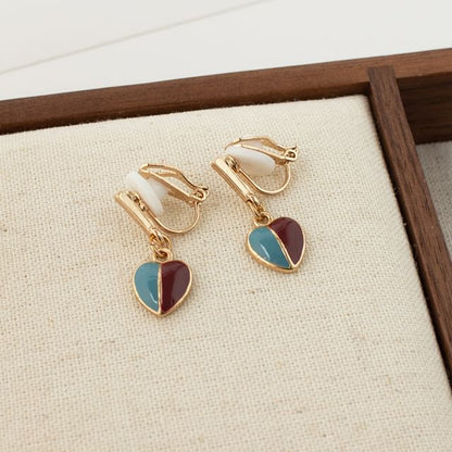 Heart Glaze Alloy Drop Earring