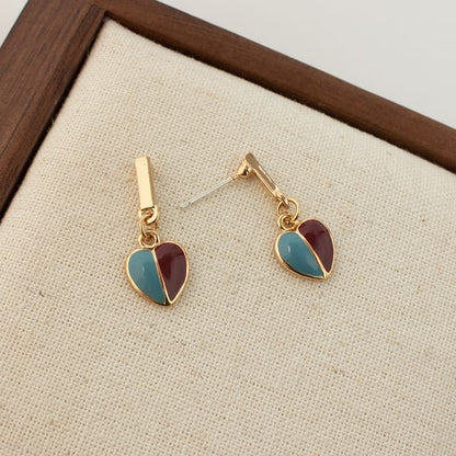 Heart Glaze Alloy Drop Earring