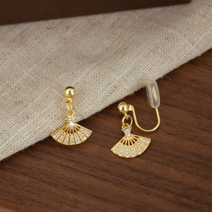 Fan Rhinestone Alloy Drop Earring