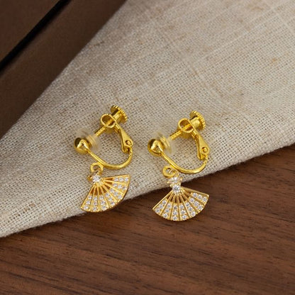 Fan Rhinestone Alloy Drop Earring