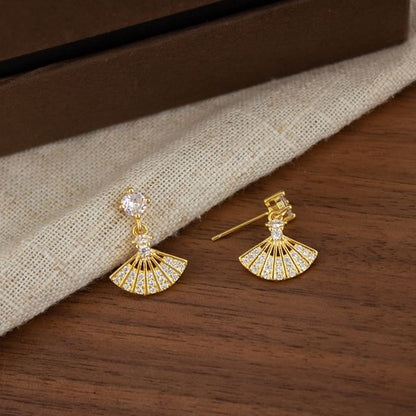 Fan Rhinestone Alloy Drop Earring