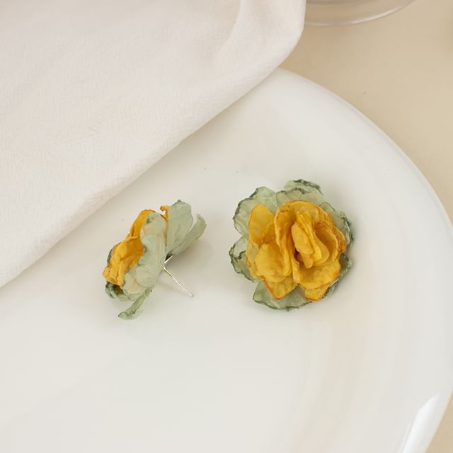 Floral Fabric Stud Earring