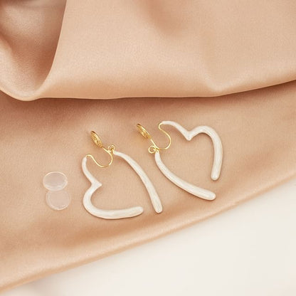 Heart Glaze Alloy Open Hoop Earring