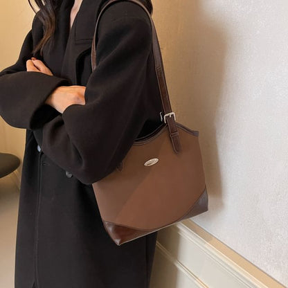 Buckled Faux Leather Tote Bag