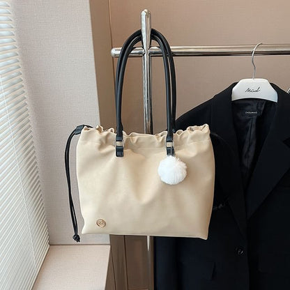 Logo Accent Drawstring Tote Bag