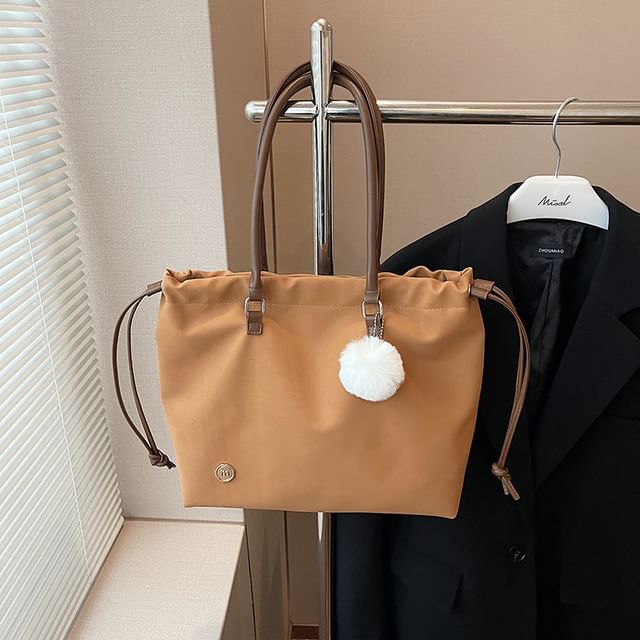 Logo Accent Drawstring Tote Bag