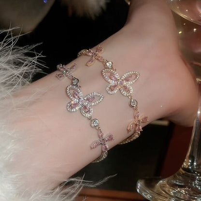 Floral Butterfly Rhinestone Bracelet