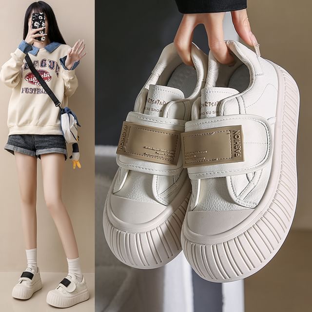 Platform Hook-And-Loop Sneakers