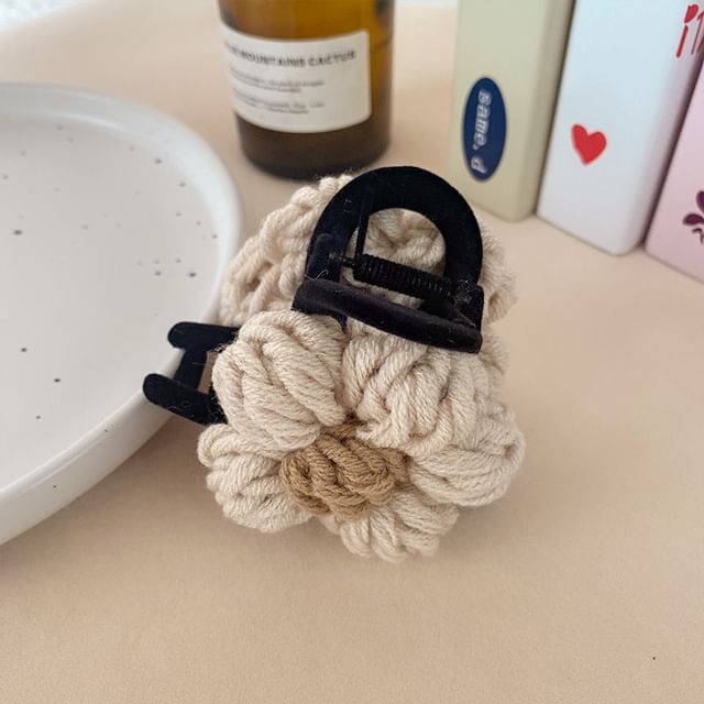 Yarn Flower Hair Claw Clip