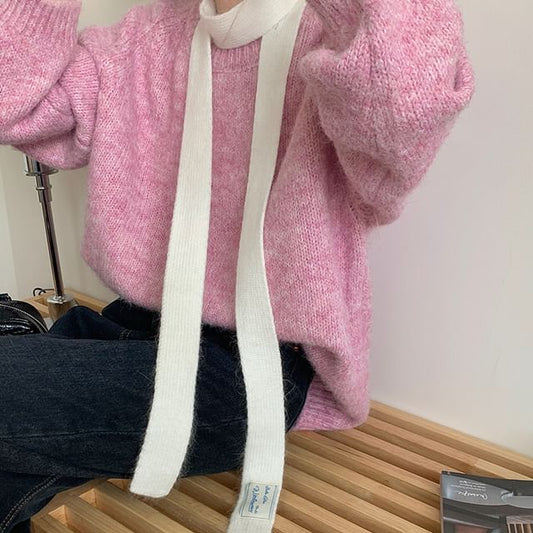 Plain Knit Narrow Scarf